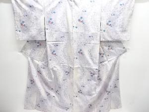 枝花模様織り出し手織り真綿小千谷紬着物